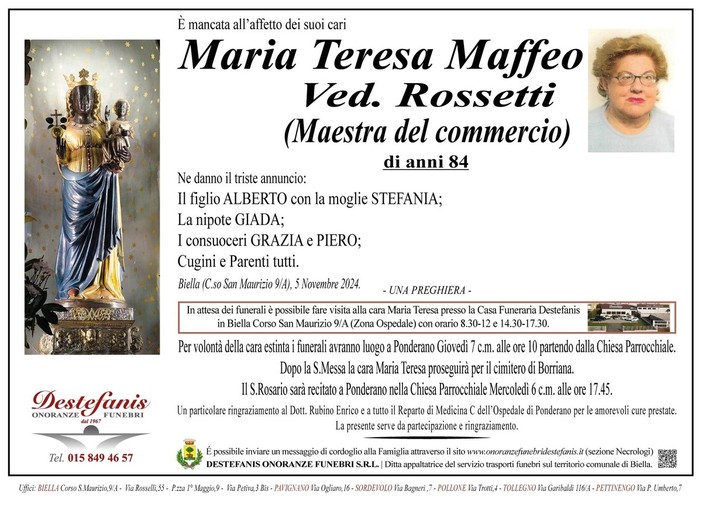 Maria Teresa Maffeo ved. Rossetti (Maestra del commercio)