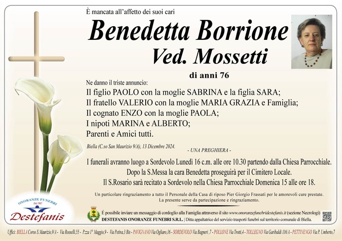 Benedetta Borrione Ved. Mossetti