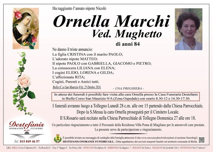 Ornella Marchi, ved. Mughetto