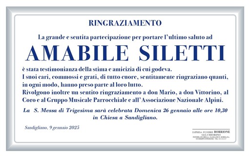 Amabile Siletti - Ringraziamento