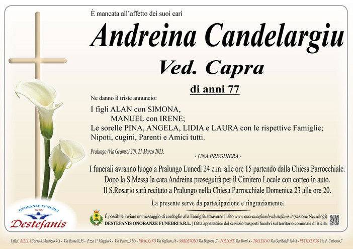 Andreina Candelargiu ved. Capra