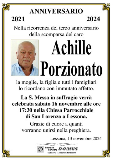 Achille Porzionato - Anniversario