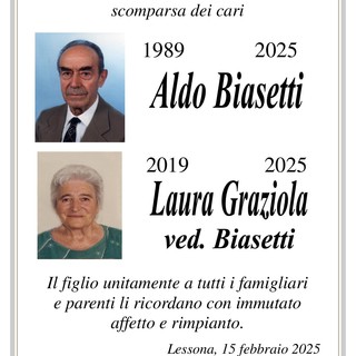 Aldo Biasetti e Laura Graziola ved. Biasetti - Anniversario