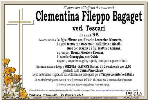 Clementina Fileppo Bagaget ved. Tescari