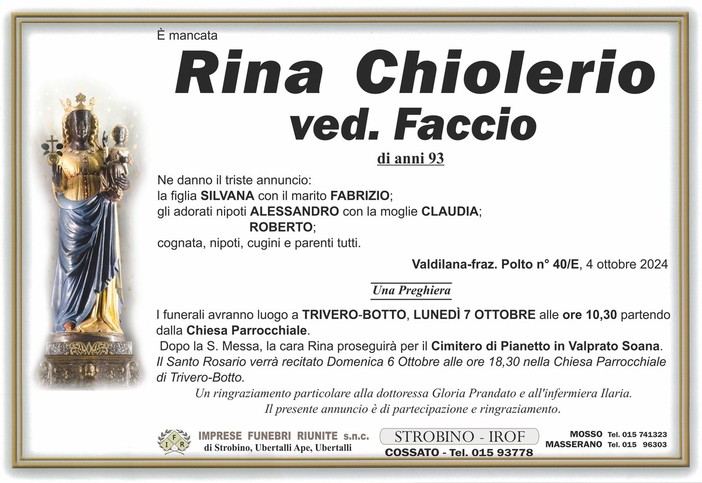 Rina Chiolerio, ved. Faccio