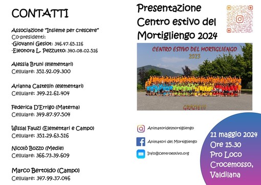Estate 2024, a Mezzana Mortigliengo torna il centro estivo.
