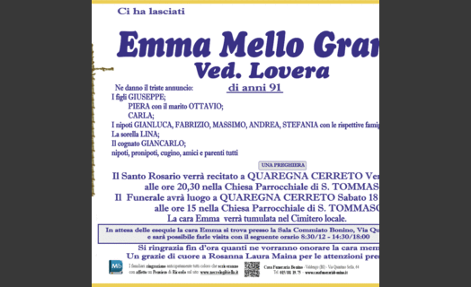 Emma Mello Grand ved. Lovera