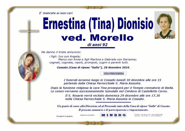 Ernestina (Tina) Dionisio ved. Morello