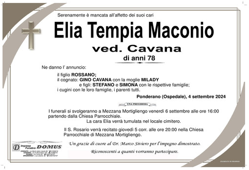 Elia Tempia Maconio ved. Cavana