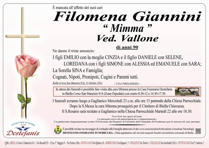 Filomena Giannini &quot;Mimma&quot; ved. Vallone