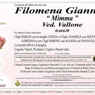 Filomena Giannini &quot;Mimma&quot; ved. Vallone