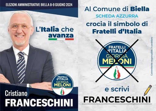 Elezioni a Biella, Franceschini si candida consigliere comunale.