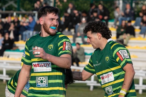 Nella foto di Antonio Mantovan fotografo, Franco Nastaro autore di tre mete consecutive nel primo quarto di match