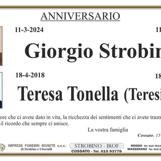 Giorgio Strobino e Teresa Tonella (Teresina) - Anniversario