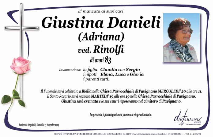 Giustina Danieli (Adriana) ved. Rinolfi