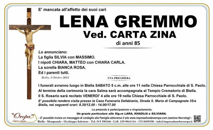 Lena Gremmo, ved. Carta Zina