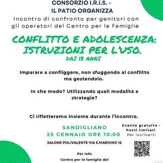 Conflitto e adolescenza istruzioni per l'uso dai 13 anni, un incontro a Sandigliano