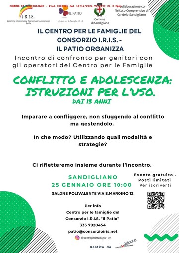 Conflitto e adolescenza istruzioni per l'uso dai 13 anni, un incontro a Sandigliano