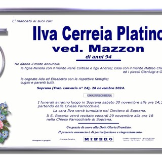 Ilva Cerreia Platino ved. Mazzon.