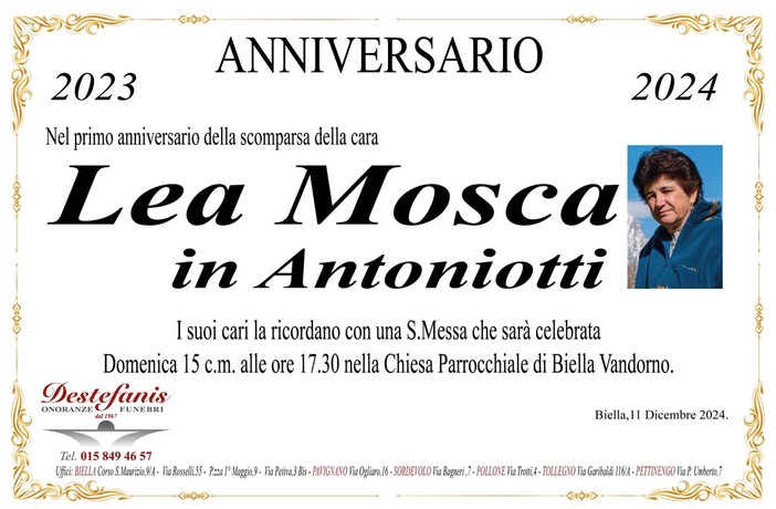 Lea Mosca in Antoniotti - Anniversario