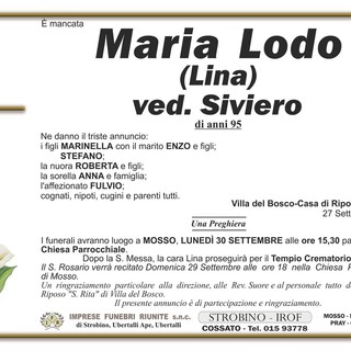 Maria Lodo (Lina) Siviero, ved. Siviero