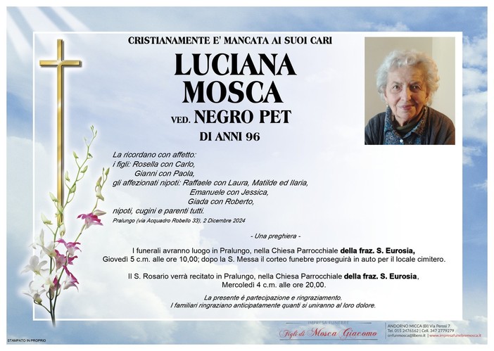 Luciana Mosca ved. Negro Pet