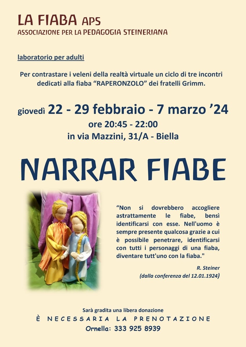 Narrar Fiabe, tre incontri per adulti con La Fiaba - Newsbiella.it