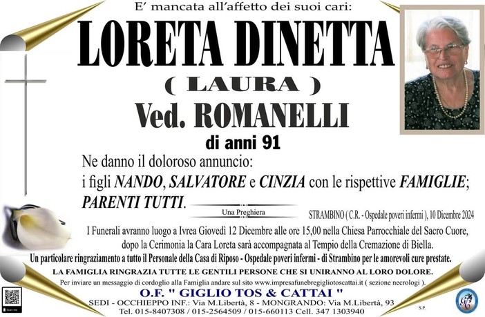 Loreta Dinetta (Laura) ved. Romanelli