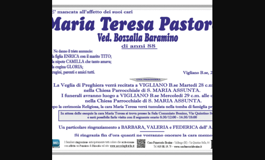 Maria Teresa Pastoretto ved. Bozzalla Baramino