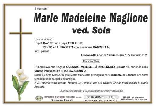 Marie Madeleine Maglione ved. Sola