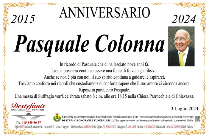 Pasquale Colonna - Anniversario