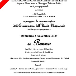 A Benna domenica 3 novembre la commemorazione dei Caduti anche di Villanova e Massazza