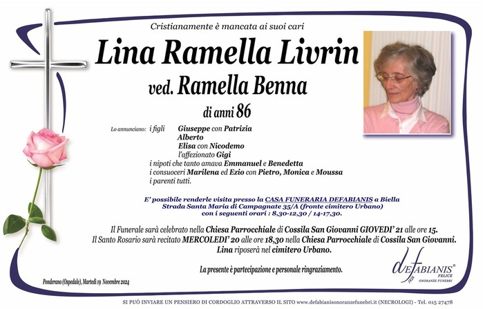 Lina Ramella Livrin, ved. Ramella Benna