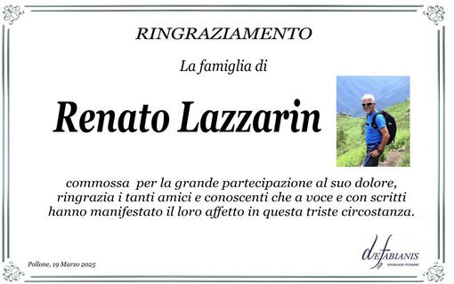 Renato Lazzarin - Ringraziamento