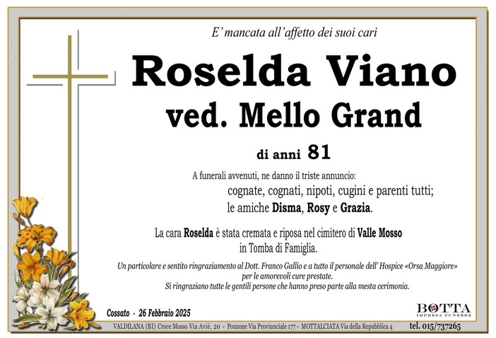 Roselda Viano ved. Mello Grand