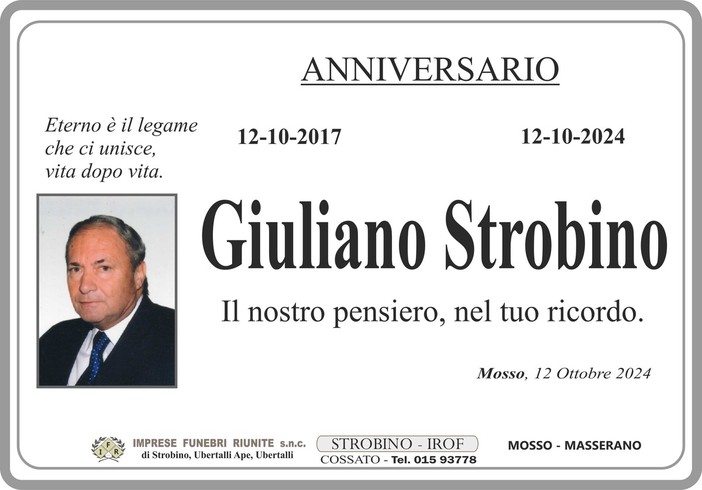 Giuliano Strobino, anniversario