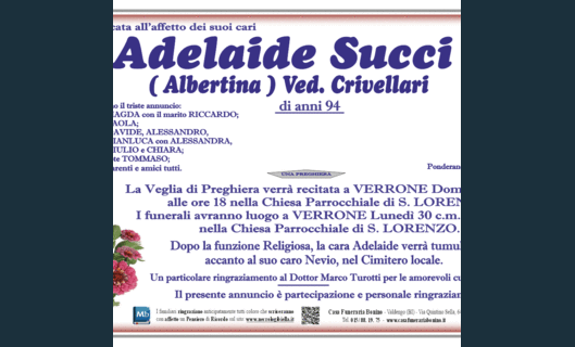 Adelaide Succi (Albertina) Ved. Crivellari