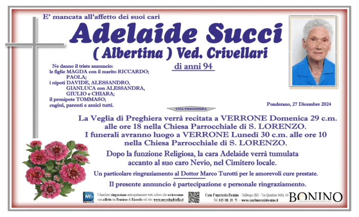 Adelaide Succi (Albertina) Ved. Crivellari