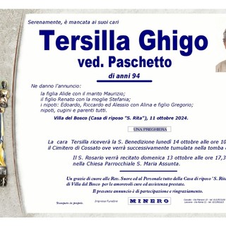 Tersilla Ghigo ved. Paschetto