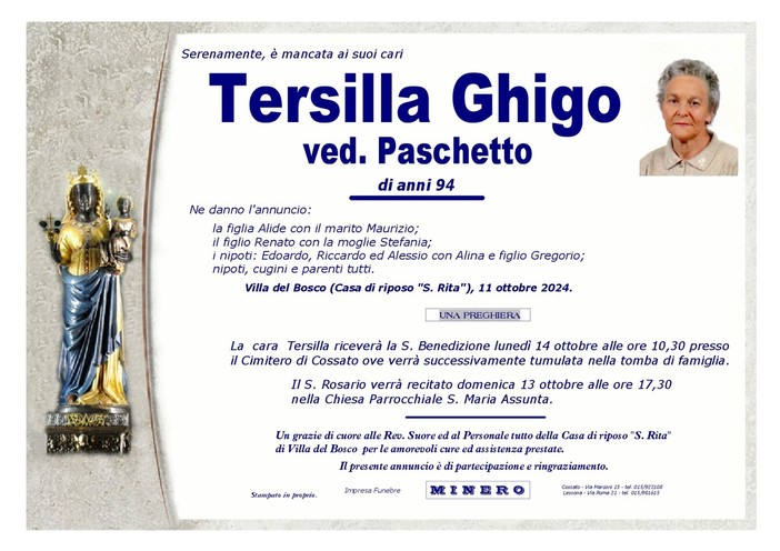 Tersilla Ghigo ved. Paschetto