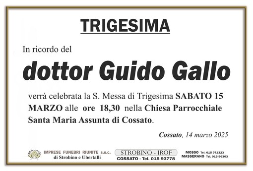 Trigesima Dott. Guido Gallo