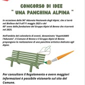 Adunata degli Alpini 2025 a Biella: a Benna un concorso per la realizzazione di una panchina artistica