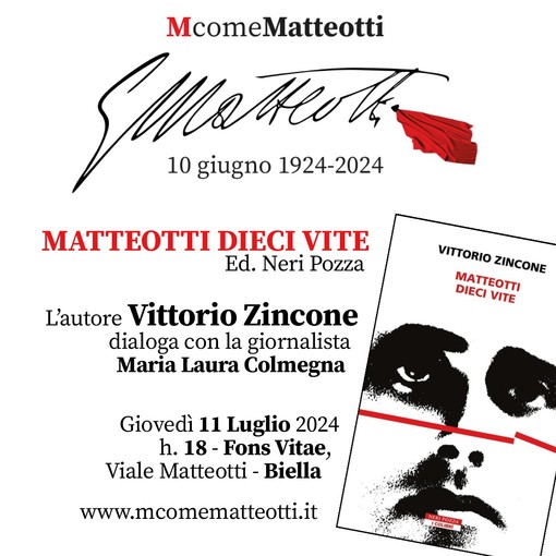 Vittorio Zincone a Biella: presentata il libro “Matteotti dieci vite”.