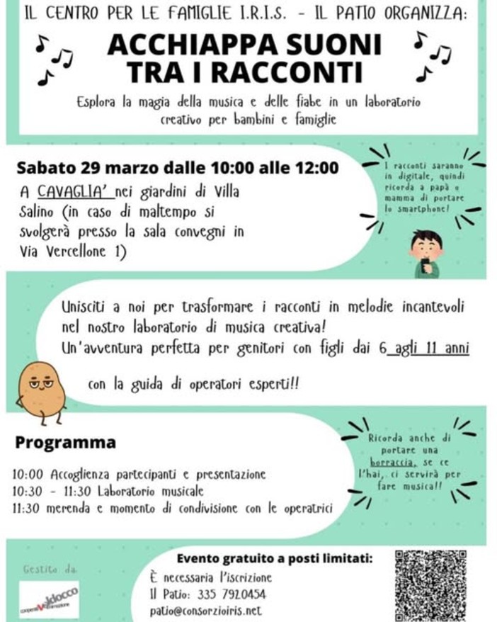 “Acchiappa suoni tra i racconti”: laboratorio di musica a Cavaglià.