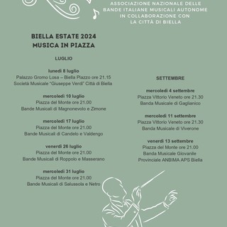 Biella Estate 2024: tutti gli appuntamenti di “Musica in Piazza”.