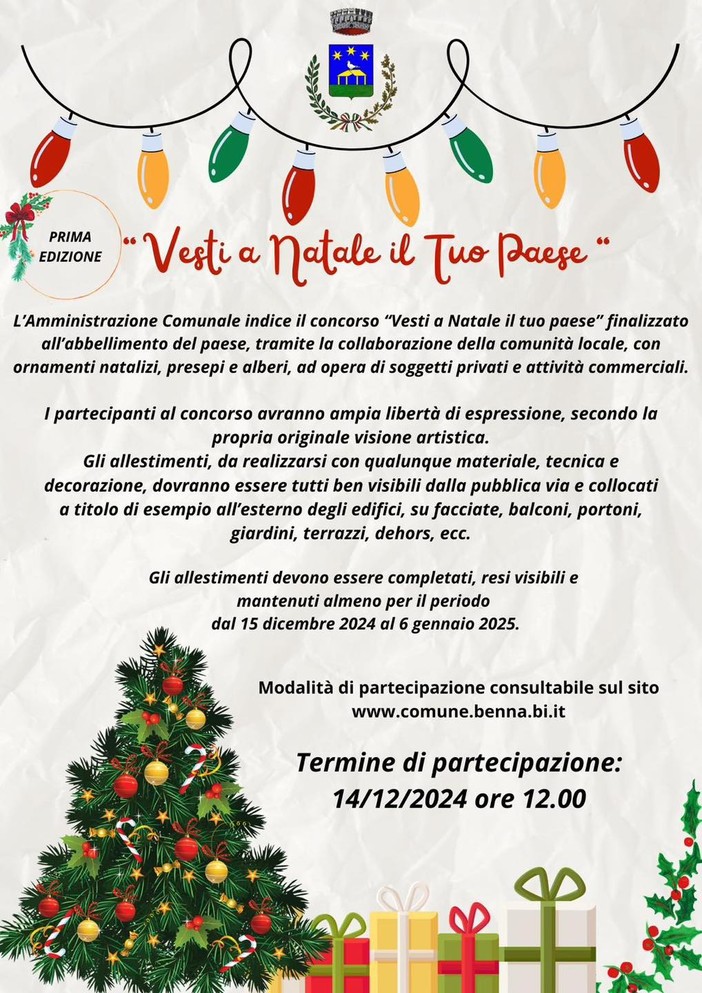 A Benna c'è il concorso “Vesti a Natale il tuo paese”