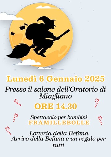 La Befana arriva a Miagliano: lo spettacolo per bambini rivela molte sorprese.