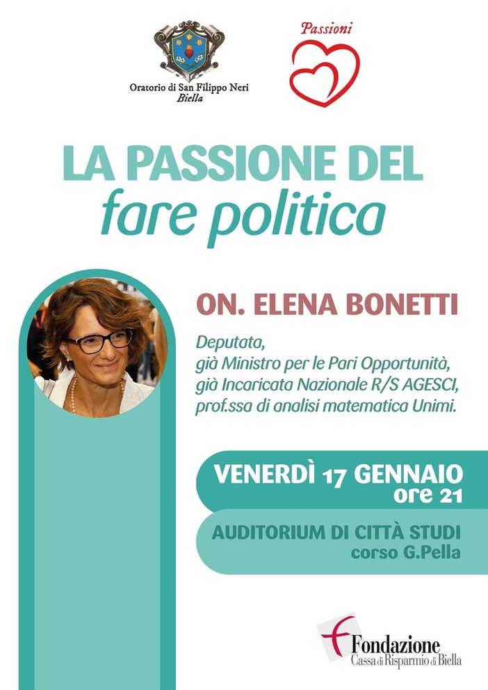 L'Onorevole Bonetti a Biella per l'incontro &quot;Passioni: il cuore parla al cuore&quot;