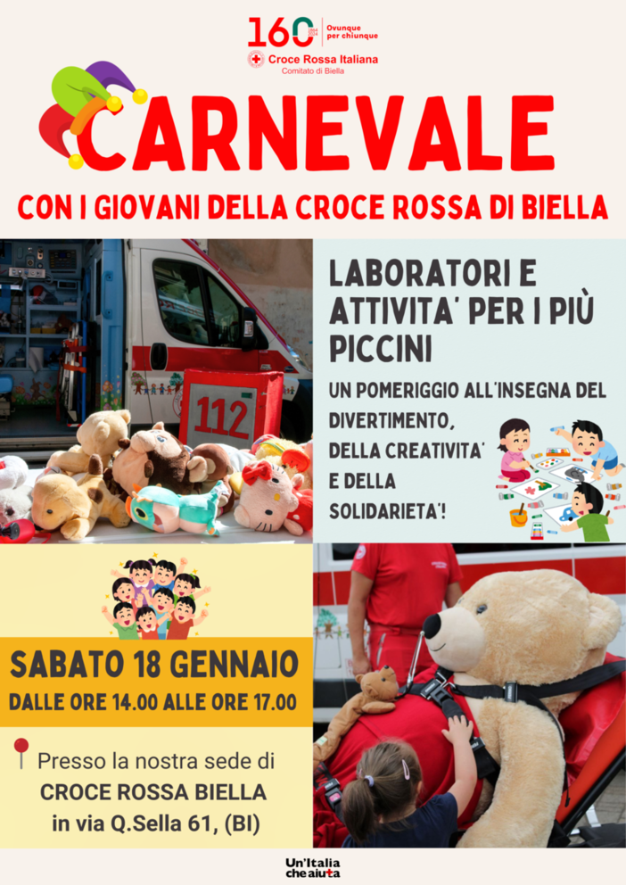 Carnevale con i Giovani della Croce Rossa di Biella: un pomeriggio di divertimento e solidarietà.