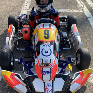 “Pippo” Comparoli sul podio e sul suo kart